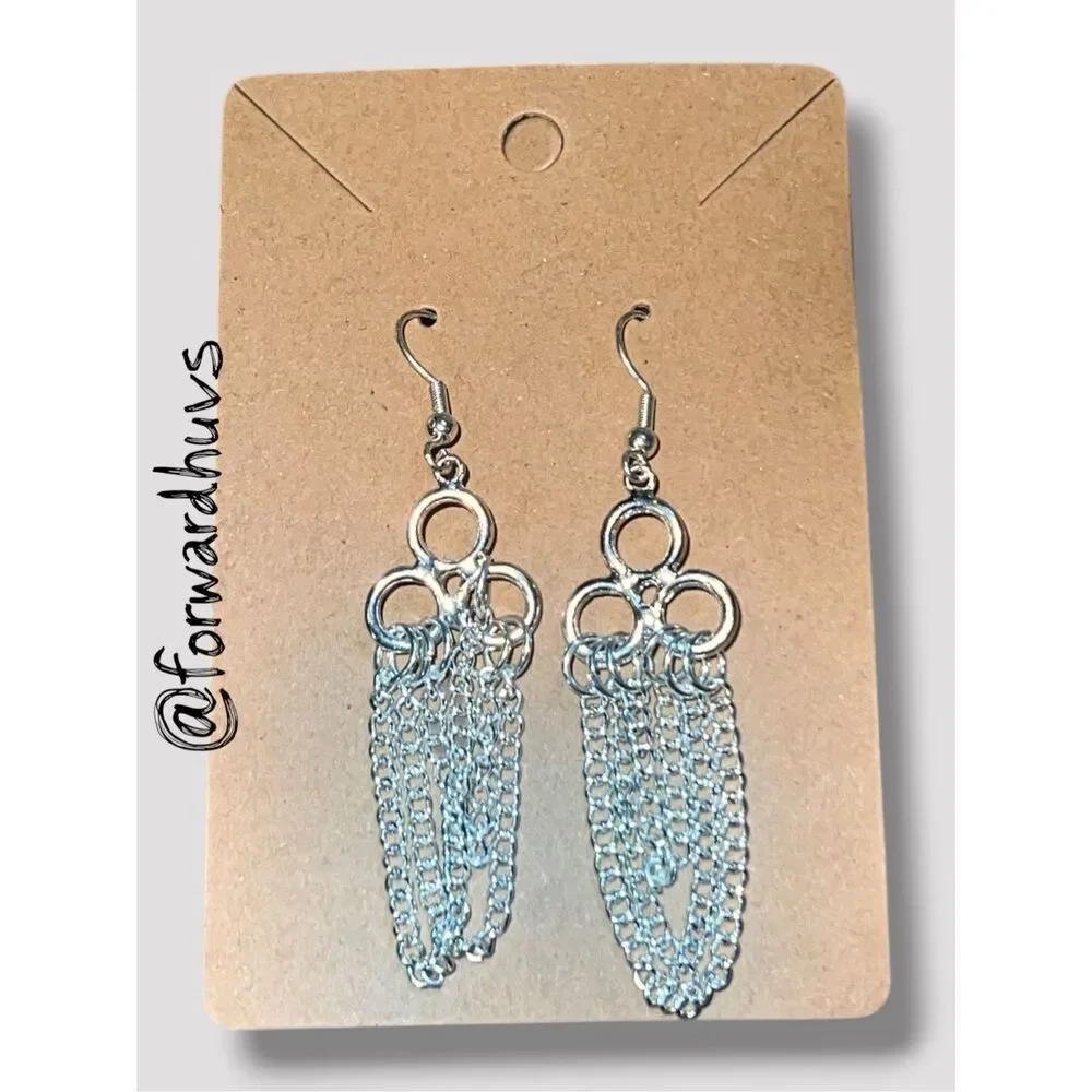 Silver Tone Chain Dangle Earrings – 3 Inch